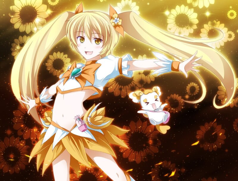 Anime girl with sunflowers