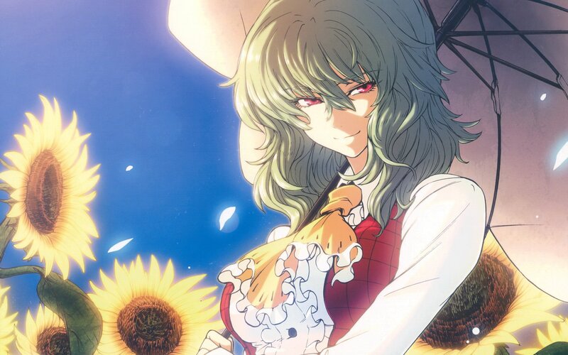 Anime girl with sunflowers
