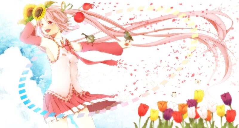 Anime girl with sunflowers