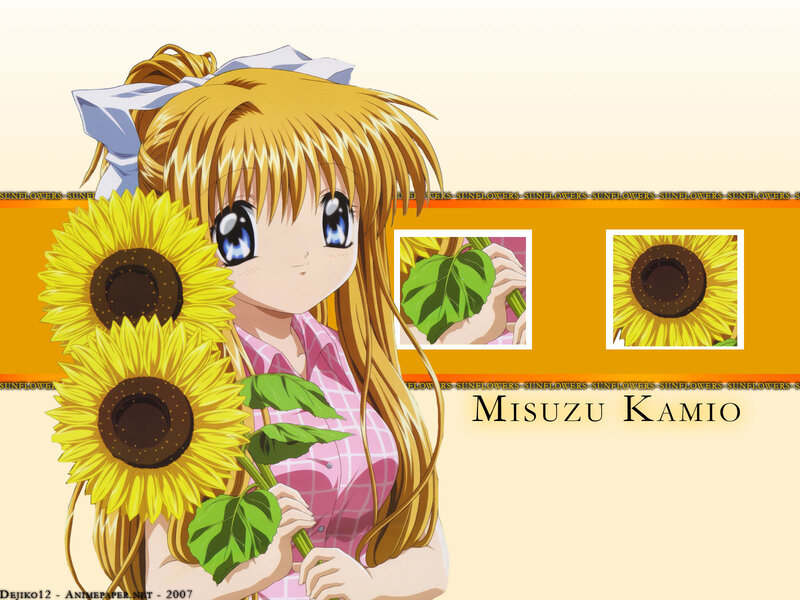 Anime girl with sunflowers