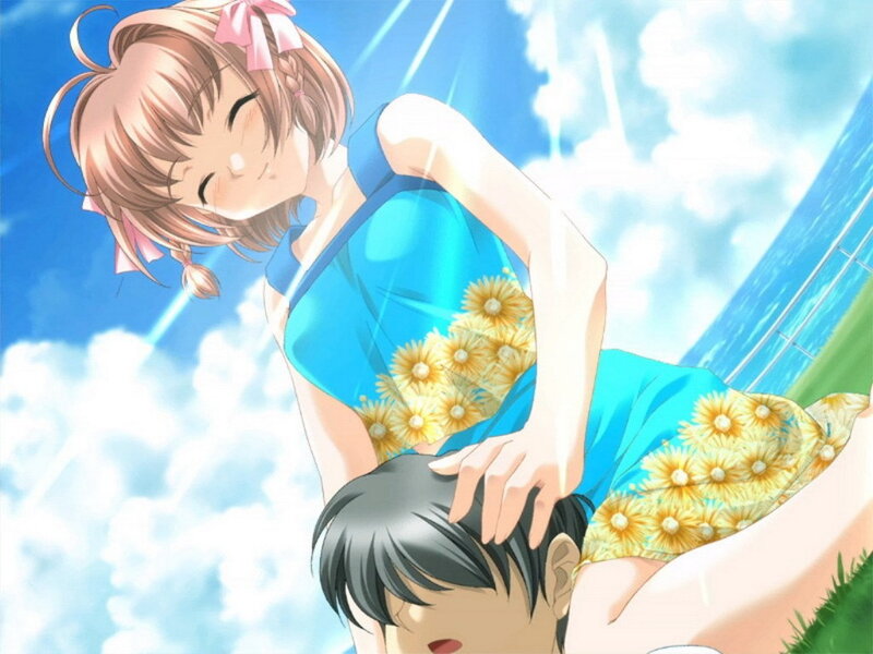 Anime girl with sunflowers