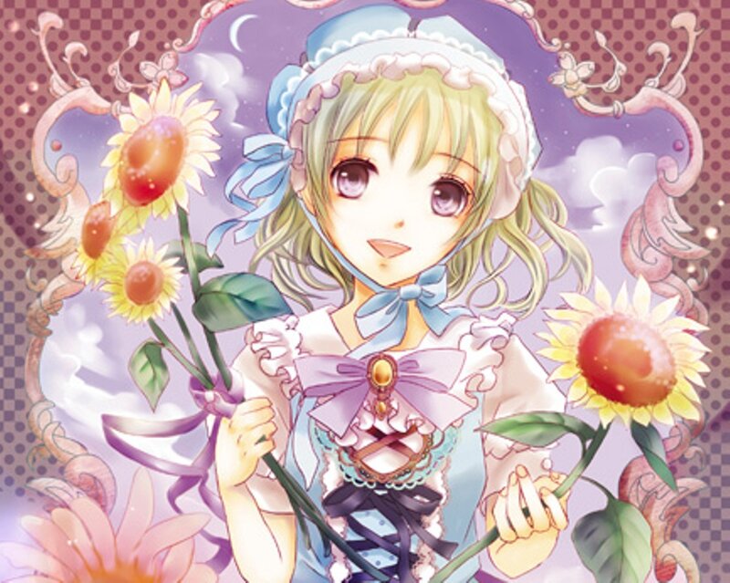 Anime Girl with Sunflowers — Purple, Dreamy