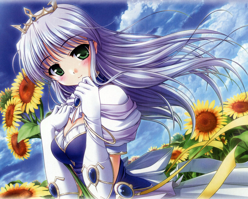 Anime Girl with Sunflowers — Purple
