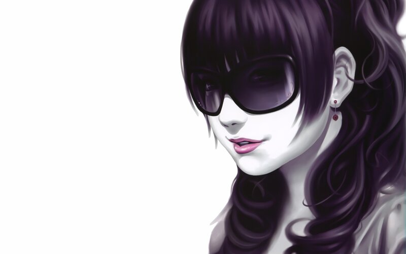 anime girl with sunglasses