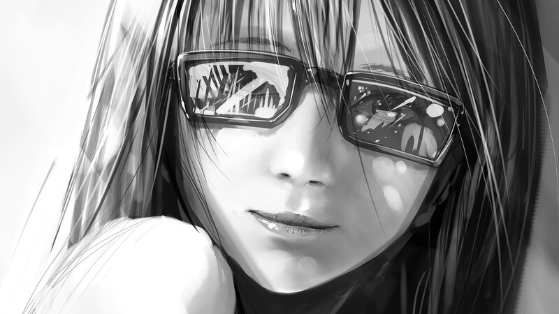 anime girl with sunglasses