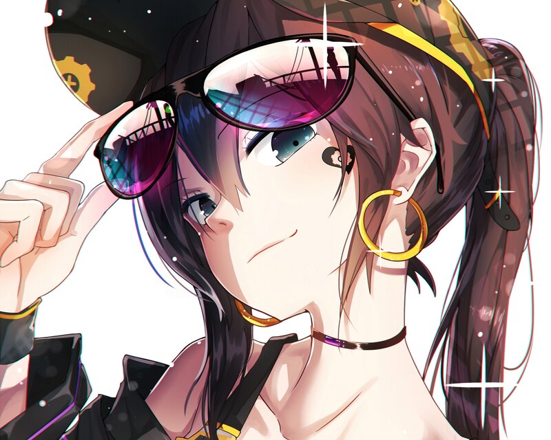 Anime Girl with Sunglasses — Black