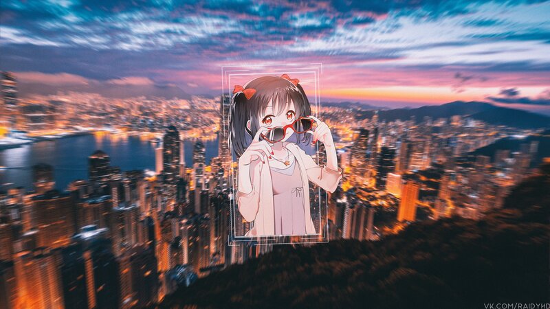 Anime Girl with Sunglasses — Blue