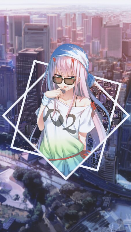 Anime Girl with Sunglasses — Pink, Calm