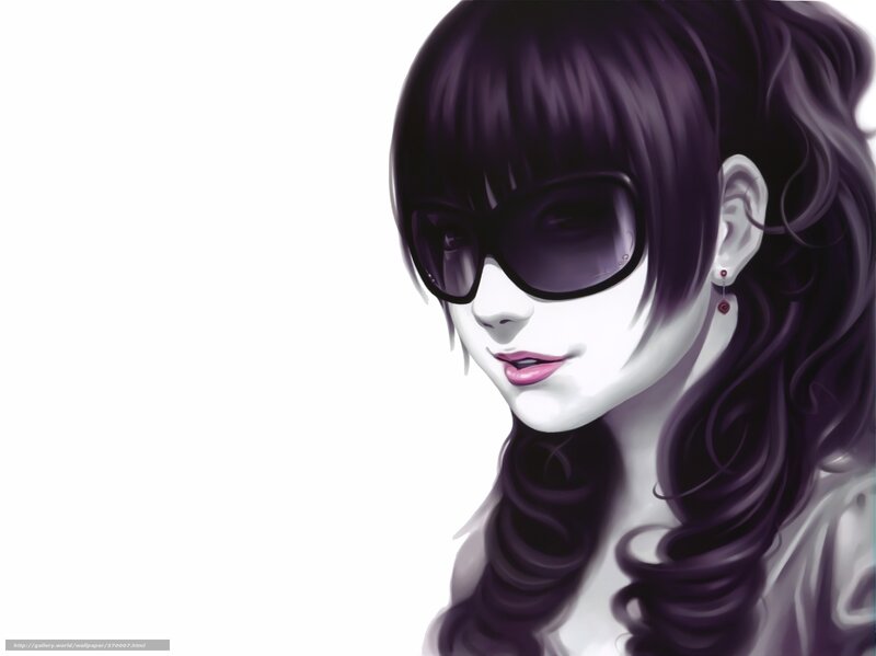 Anime Girl with Sunglasses — Purple, Cool