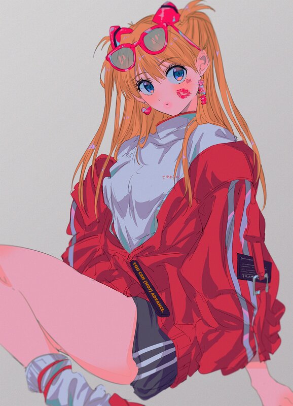 Anime Girl with Sunglasses — Red