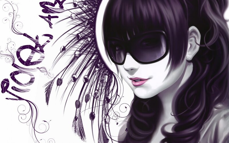 anime girl with sunglasses