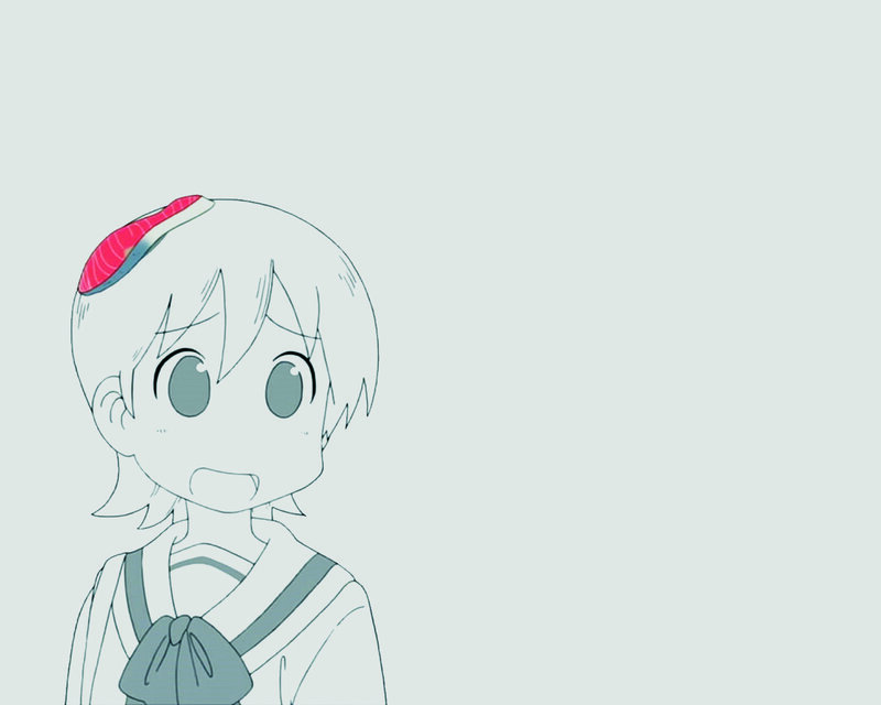 anime girl with sushi on head