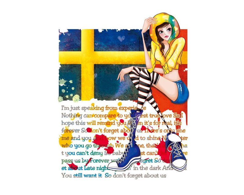 Anime girl with Swedish flag