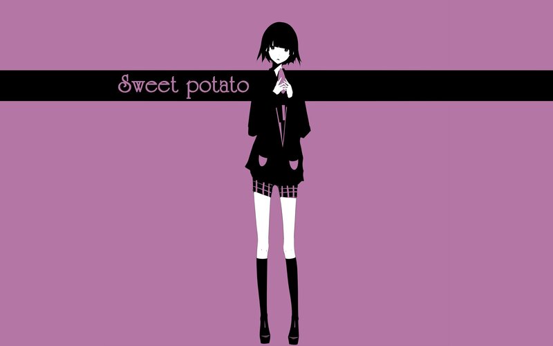 anime girl with sweet potato text