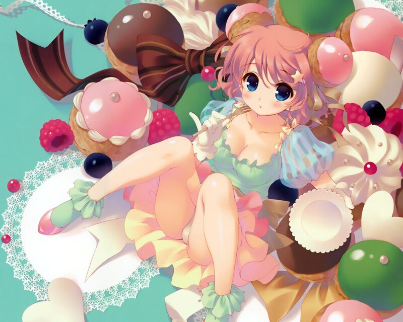 Anime girl with sweets