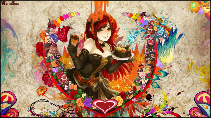 anime girl with sweets and heart
