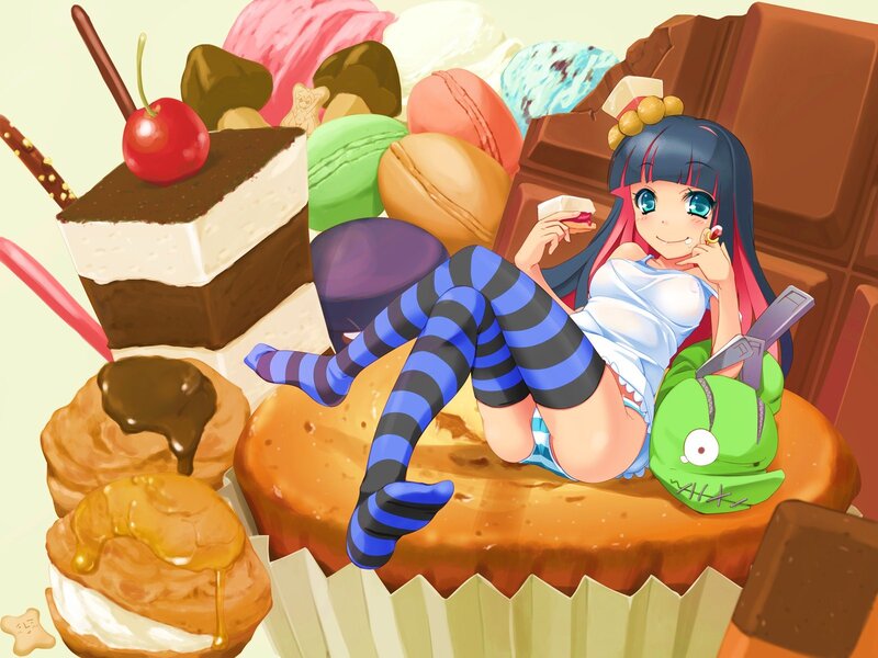 Anime Girl with Sweets — Blue