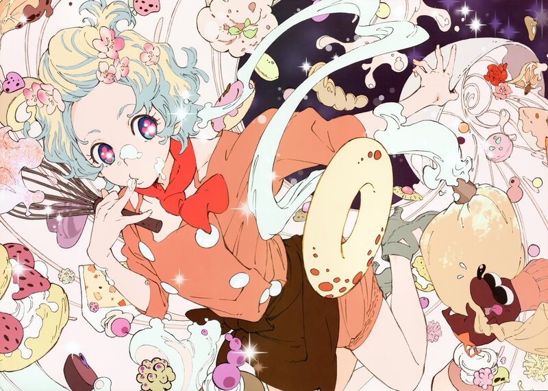 Anime Girl with Sweets — Pink, Chaotic