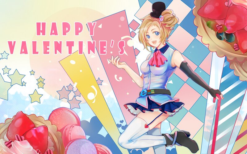 Anime Girl with Sweets — Pink, Festive