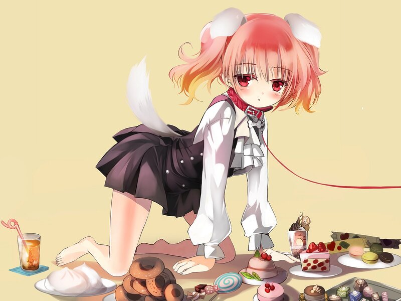 Anime Girl with Sweets — Pink, Playful
