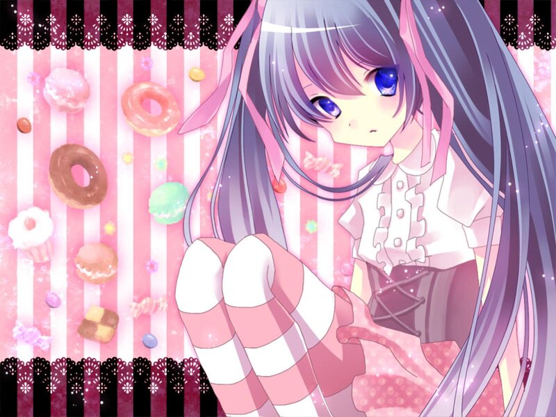 Anime Girl with Sweets — Pink