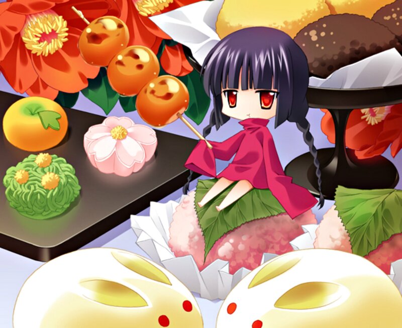Anime Girl with Sweets — Purple