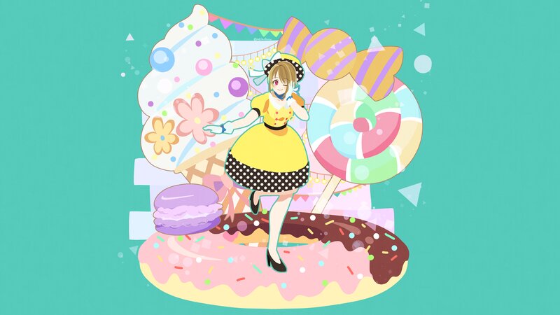 Anime Girl with Sweets — Teal