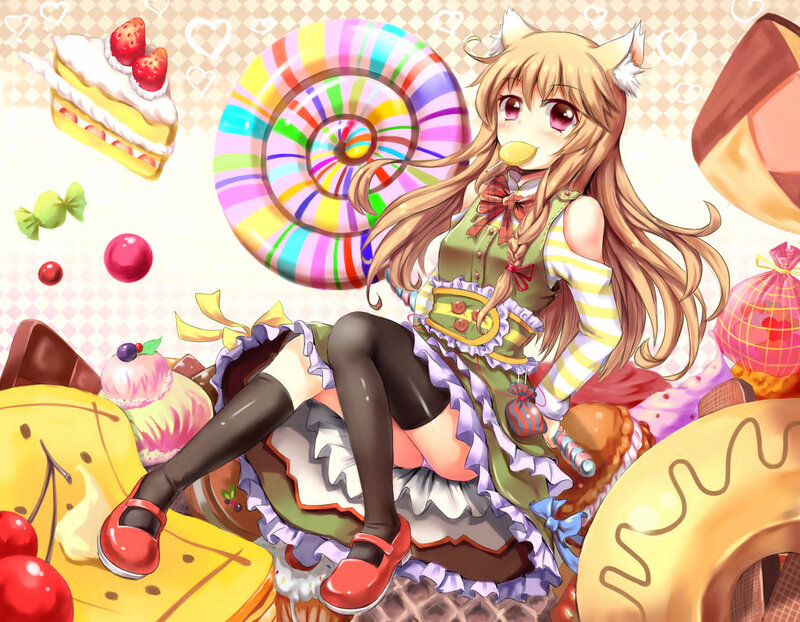 Anime Girl with Sweets — Yellow