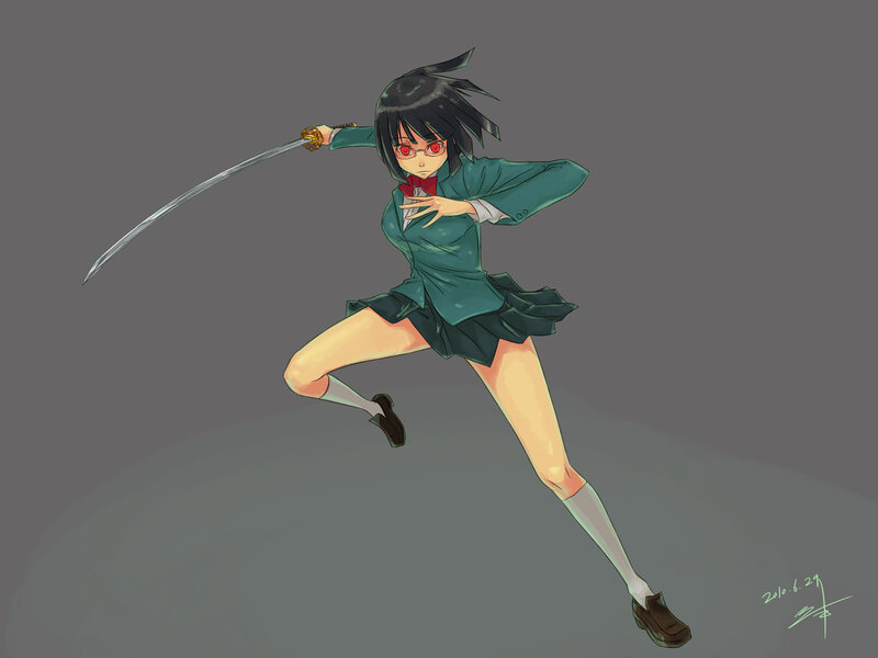 anime girl with sword