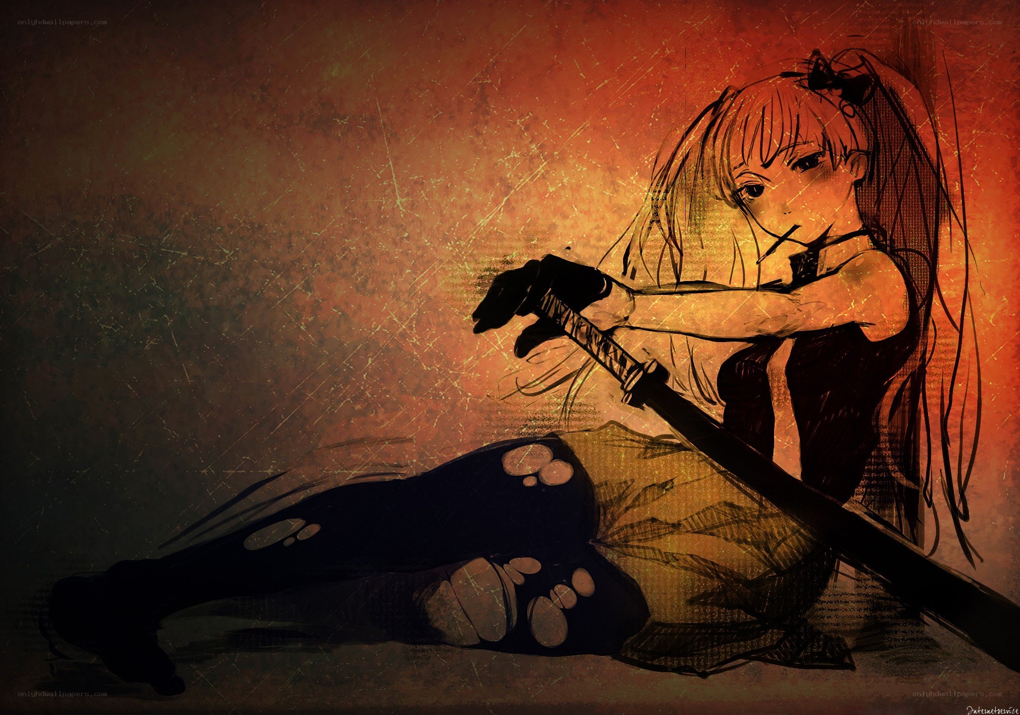 anime girl with sword
