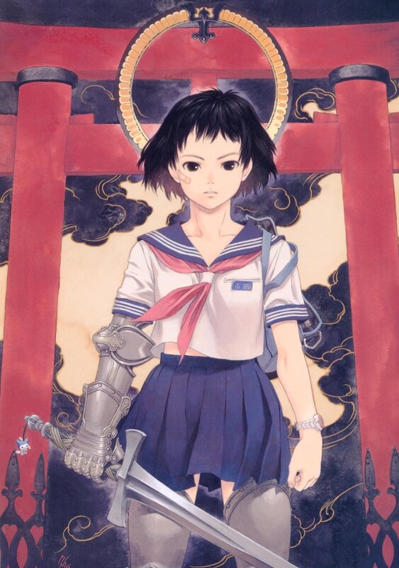 Anime girl with sword and armor