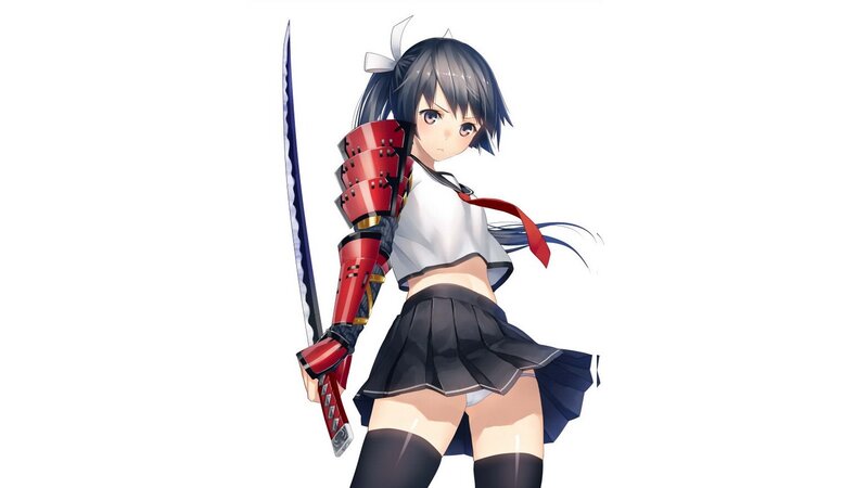 anime girl with sword and armor