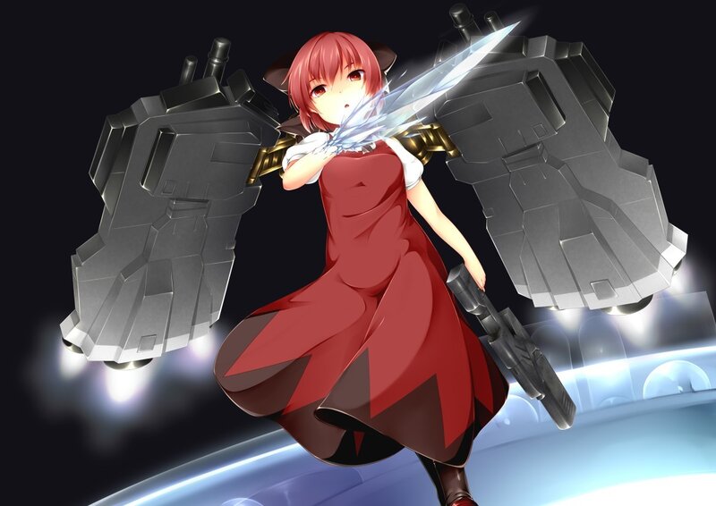 anime girl with sword and armor