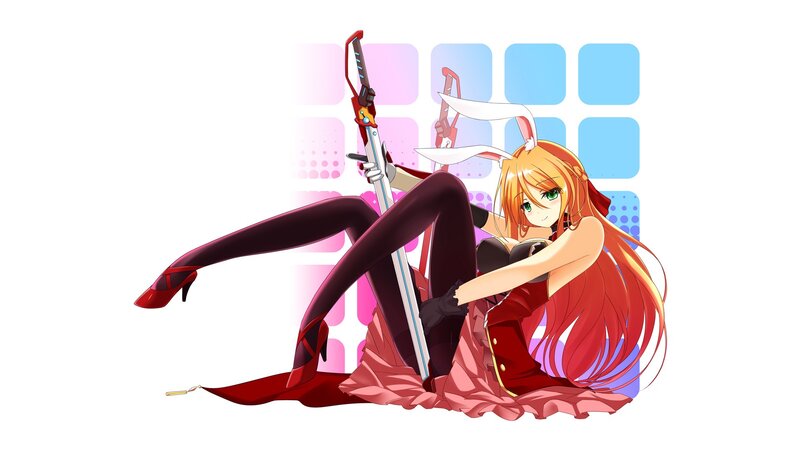 anime girl with sword and bunny ears