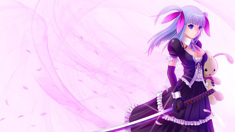anime girl with sword and bunny