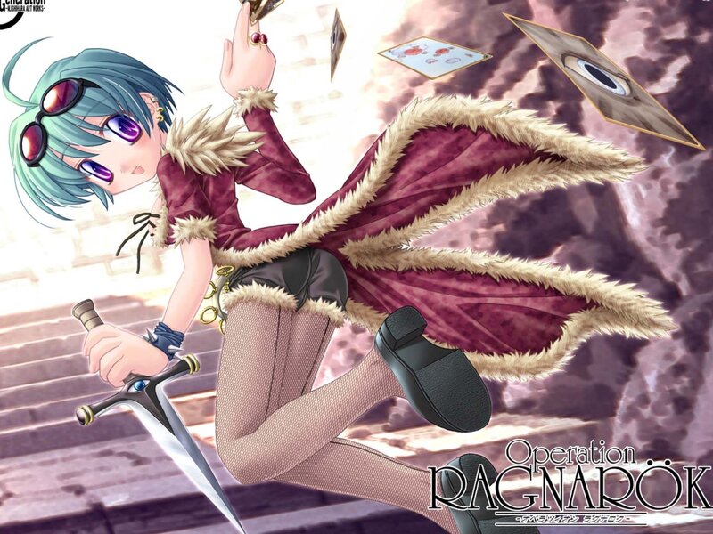 Anime girl with sword and cards