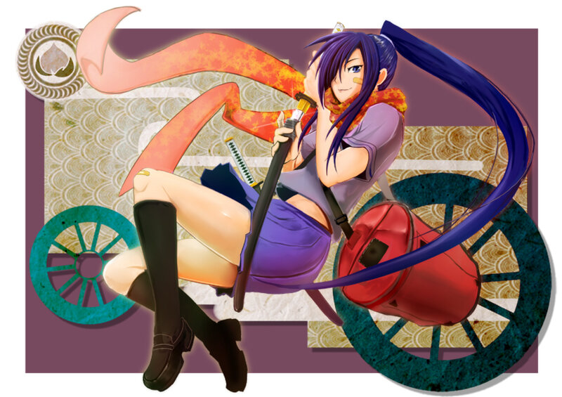 Anime girl with sword and cart