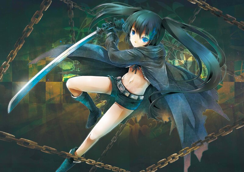 anime girl with sword and chains