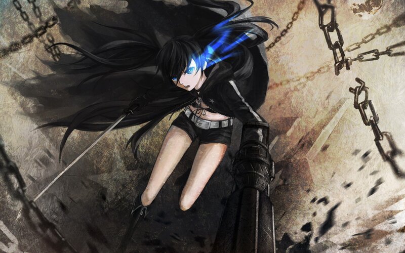 anime girl with sword and chains