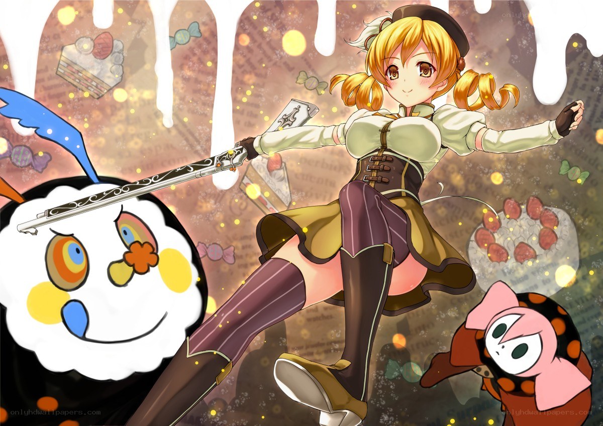 Anime girl with sword and creatures