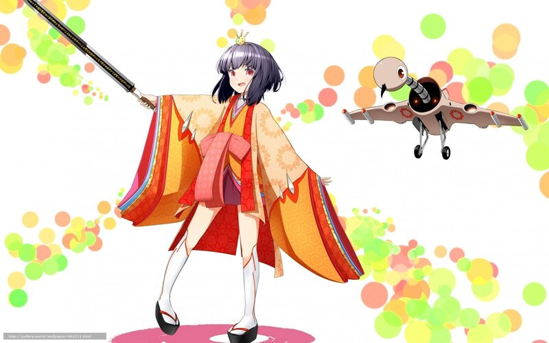 anime girl with sword and drone