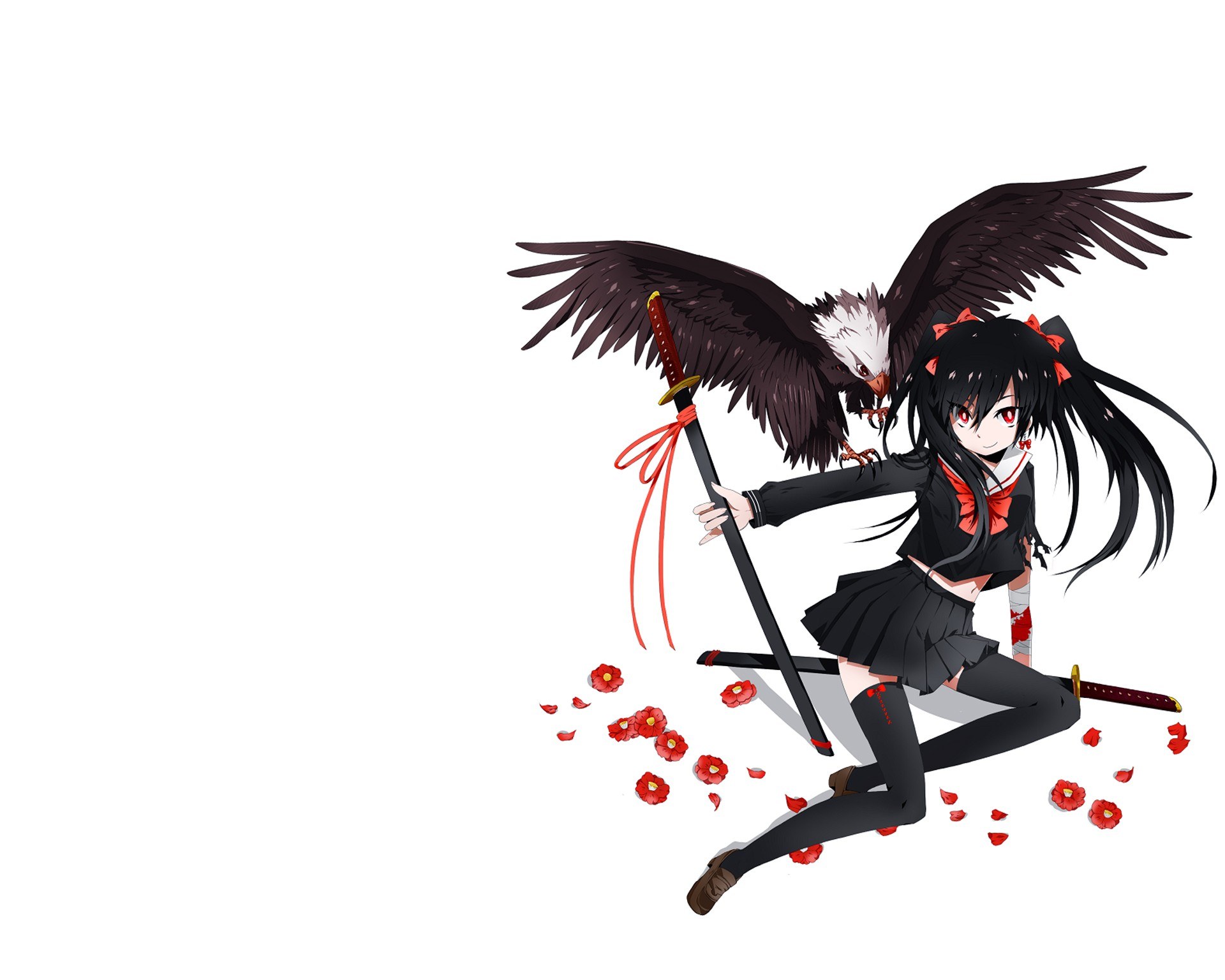 anime girl with sword and eagle