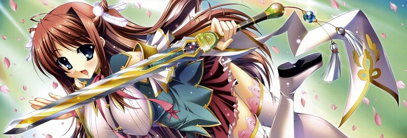 Anime girl with sword and flag