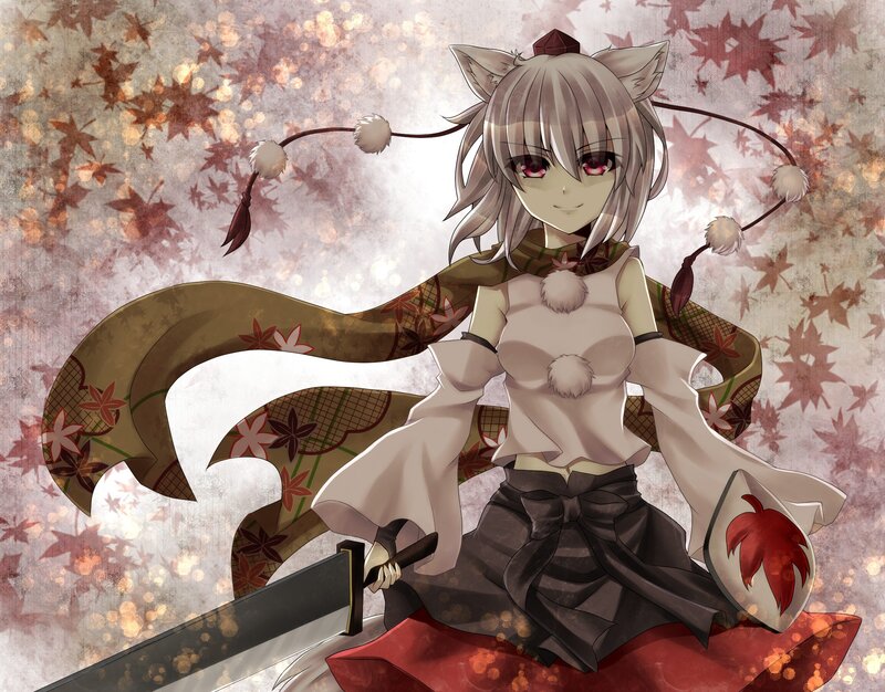 anime girl with sword and fox ears