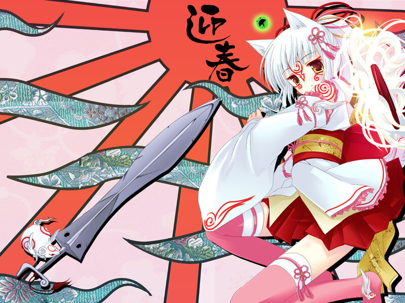 Anime girl with sword and fox ears