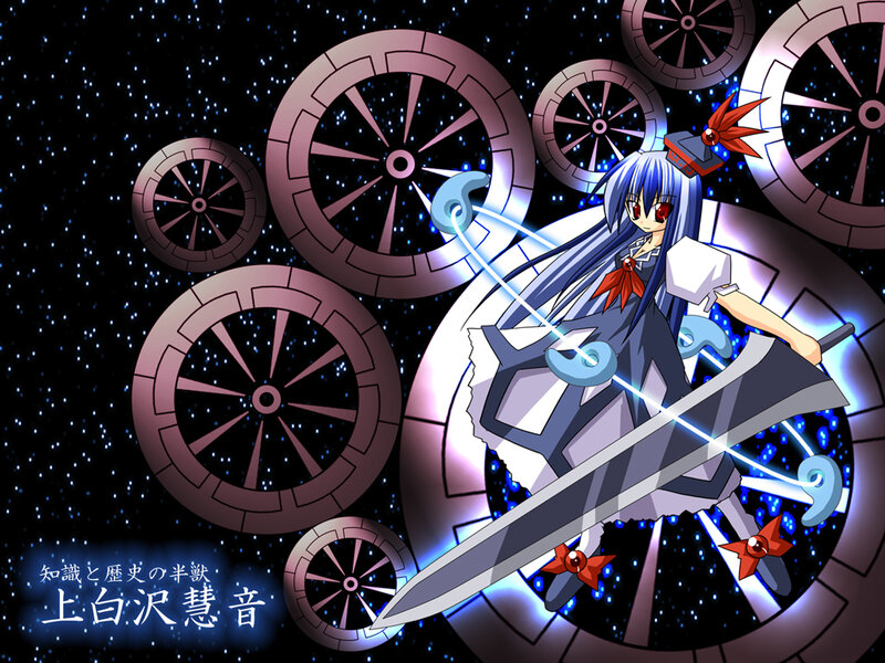 Anime girl with sword and gears