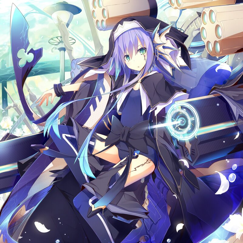 anime girl with sword and gun