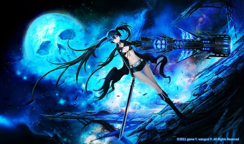 anime girl with sword and gun