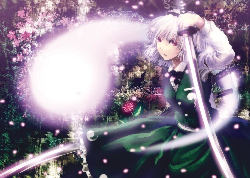 Anime girl with sword and light