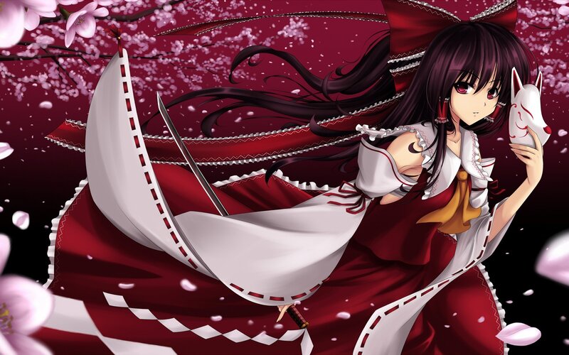 anime girl with sword and mask